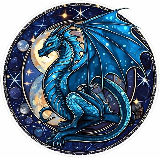 5D Dragon Stain Glass Diamond Painting Kit (Dragon) 14X14 Inch